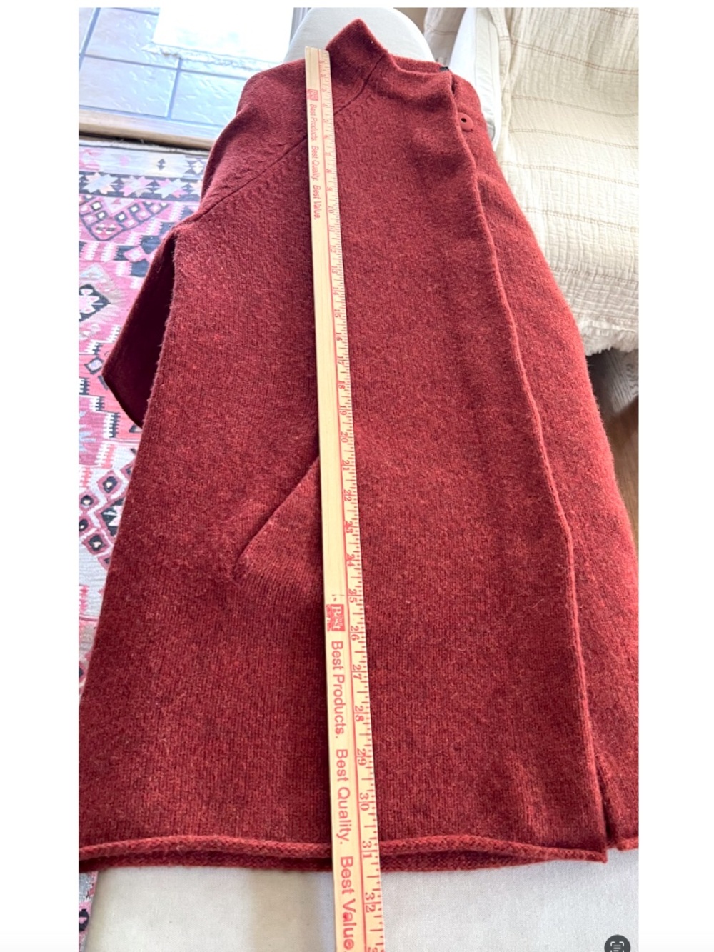 EILEEN FISHER 100% Wool Cardigan/Coat in Heather Rust - L - Picture 8 of 8